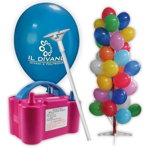 kit palloncini pubblicitari 7 500 palloncini con stampa 1 lato 500 bastoncini 1 gonfiatore elettrico espositore ad albero