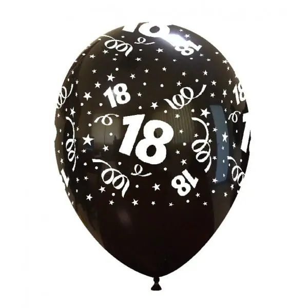 palloncini buon compleanno 18 anni stampa globo nero