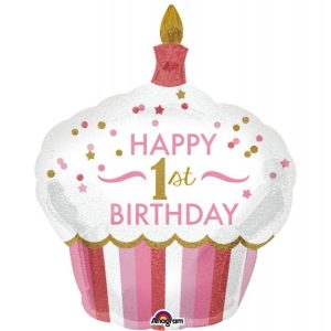 Palloncini compleanno 1st Birthday Cupcake Bimba SuperShape (48”)