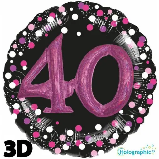 40 Compleanno Scintillante Multi-Balloon Rosa (32”)