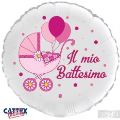 Palloncini mylar religiosi Battesimo Bimba Carrozzina (18”)