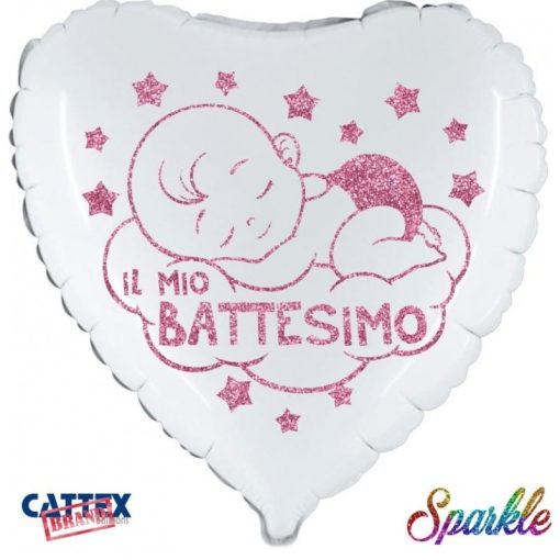 Palloncini mylar religiosi Battesimo Bimba Sparkle 18