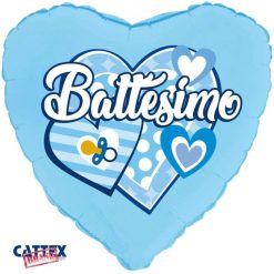 Palloncini mylar religiosi Battesimo Cuori Celeste (18”)