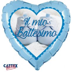 Palloncini mylar religiosi Battesimo Scarpette Celeste (18”)