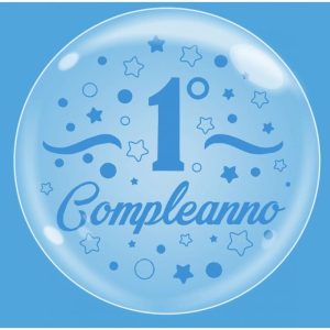 Palloncini compleanno Bubble Party - Primo Compleanno Celeste (18”)