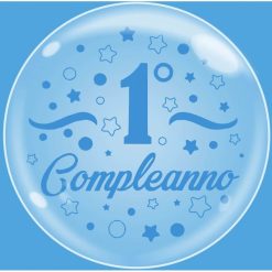 Palloncini compleanno Bubble Party - Primo Compleanno Celeste (24”)