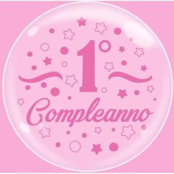 Palloncini compleanno Bubble Party - Primo Compleanno Rosa (24”)