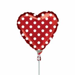 Palloncini amore - cuore rosso pois minishape (9”)