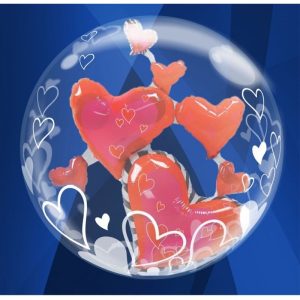 Palloncini amore - cuori rossi double-bubble (24”)