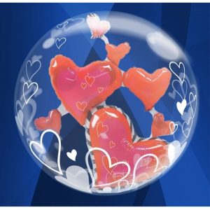 Palloncini amore - cuori rossi double-bubble (24”)