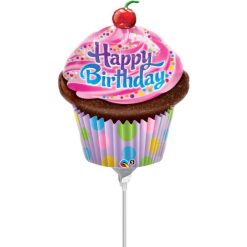 Palloncini compleanno Happy Birthday Cupcake Minishape (14”)
