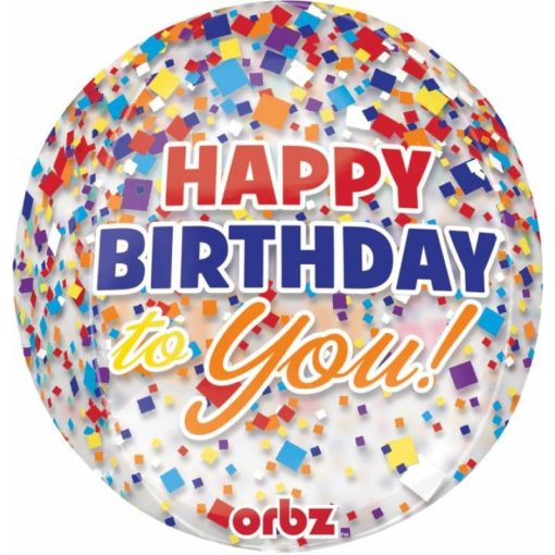 Palloncini mylar Orbz Happy Birthday Orbz 16