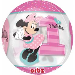 Palloncini mylar Personaggi Minnie Mouse Primo Compleanno - Orbz (16")