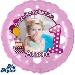 Palloncini compleanno MyMylar - 1° Compleanno Bimba + Foto (18”)