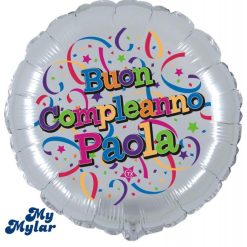 Palloncini compleanno MyMylar - Buon Compleanno + Nome (18”)