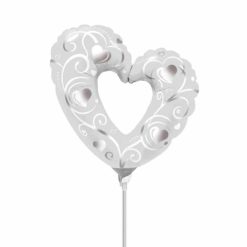 Palloncini matrimonio Cuori & Filigrane Argento MiniShape (14”)