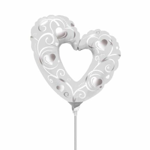 Palloncini matrimonio Cuori Filigrane Argento MiniShape 14