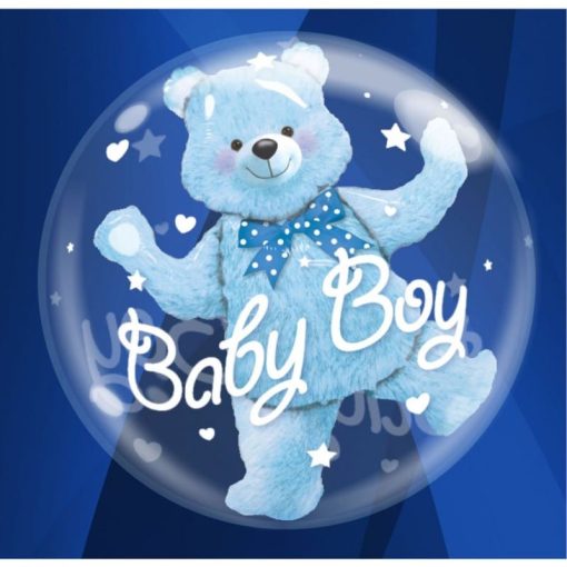Palloncini nascita Baby Boy Double Bubble 24