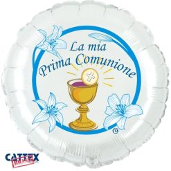 Palloncini mylar religiosi Prima Comunione Blu (18”)