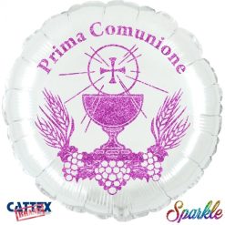 Palloncini mylar religiosi Prima Comunione Sparkle Fucsia (18”)