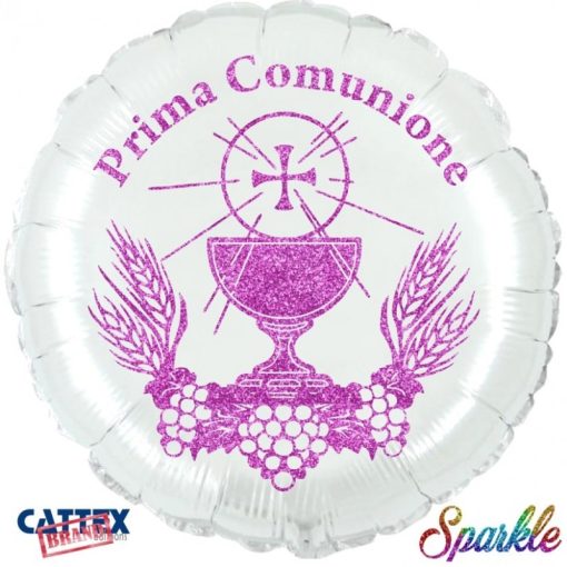 Palloncini mylar religiosi Prima Comunione Sparkle Fucsia 18