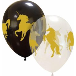 Palloncini stampa globo - unicorni (nero e trasparente)