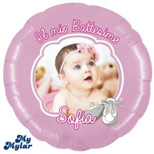 Palloncini personalizzati battesimo foto nome grandi bimba